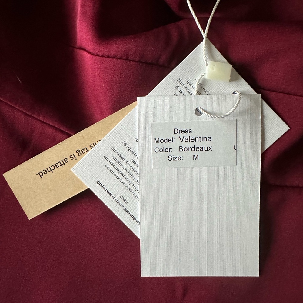 Silk & Freshwater Pearl Gaâla Paris Bordeaux Evening Dress, M - Picture 5 of 7